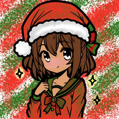 anime girl wearing a santa hat