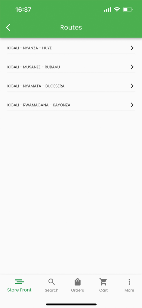 Vuba Vuba - A list of delivery routes in Rwanda from the Vuba Vuba mobile app