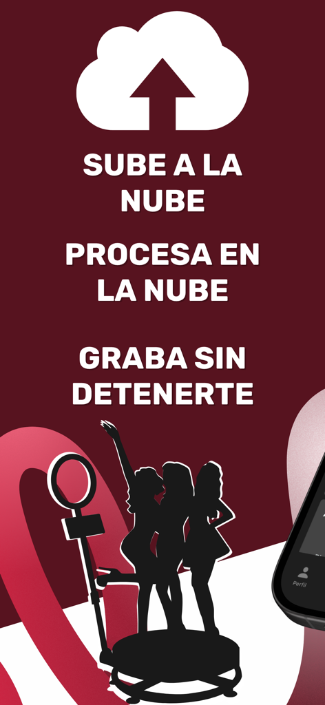 Rec 360 app interface highlighting cloud upload and background video processing for 360 degree photo booths