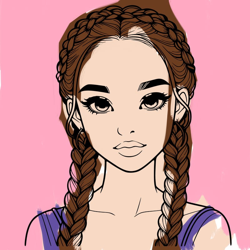 realistic girl with braids