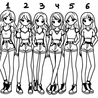 a group of girls wearing crop tops and shorts