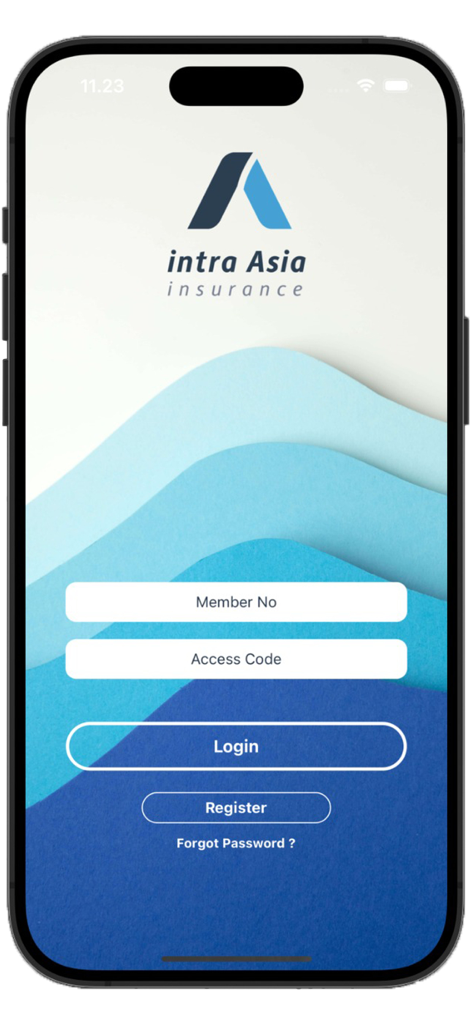 Intra Asia Health - Tela de login do aplicativo Intra Asia Health para segurados