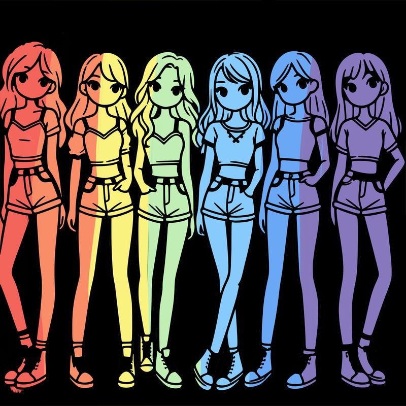 a group of girls wearing crop tops and shorts