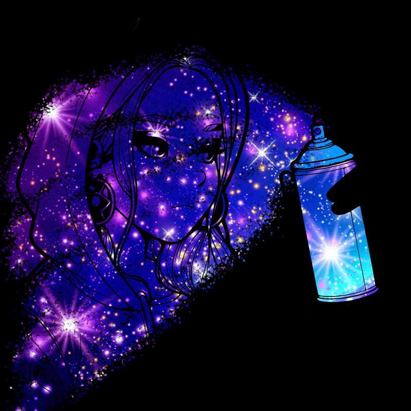 a realistic girl, spray painting