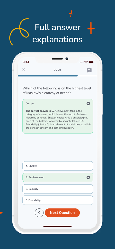 Quiz question and detailed answer explanation in the Principles of Supervision DSST app