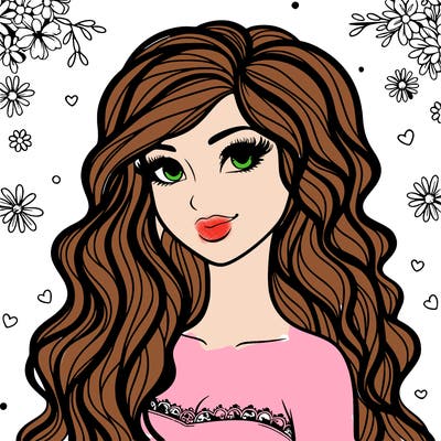 pretty woman with long wavy hair