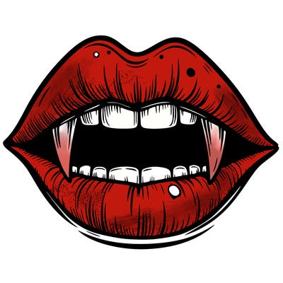 lips with vampire teeth