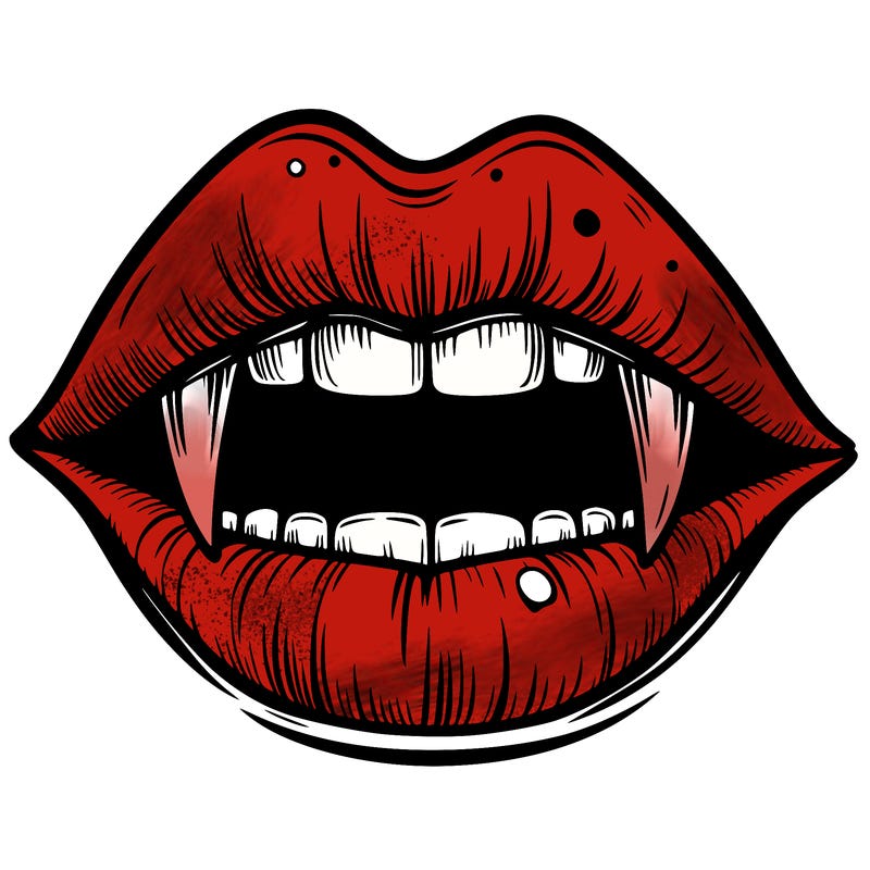 lips with vampire teeth