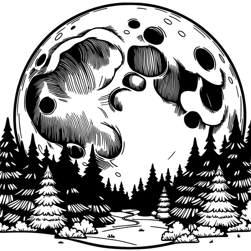 a realistic full moon with forest scenery