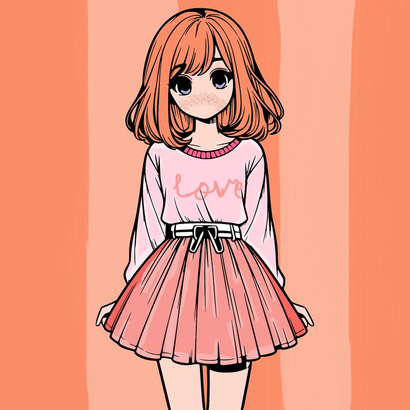 realistic girl with a skirt on