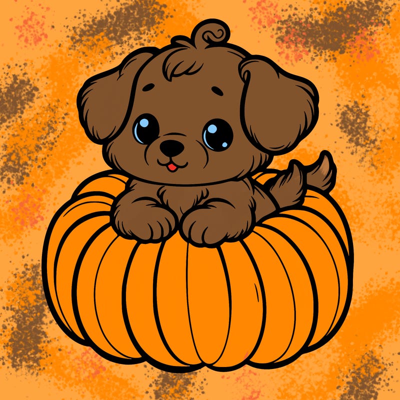 cute little puppy in a pumpkin