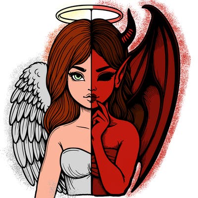 realistic angel half demon