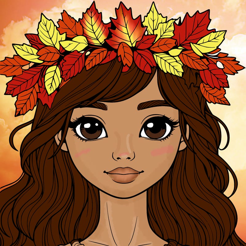 realistic girl with fall leaf crown