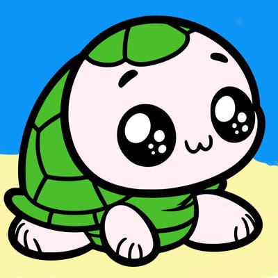 cute little animated turtle