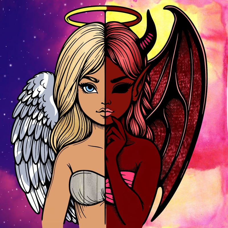 realistic angel half demon