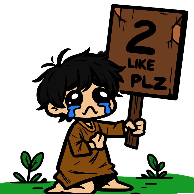 small poor toddler crying with sign that says 2 like plz