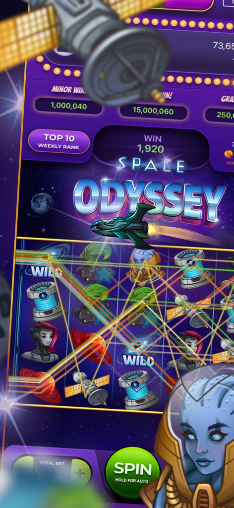 Portrait Slots™ : Vegas Casino - Jeu de la machine à sous sur le thème de Space Odyssey dans l'application Portrait Slots Vegas Casino