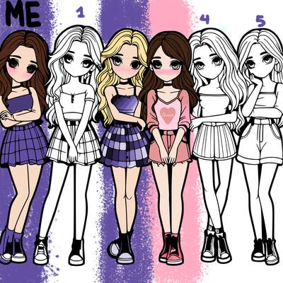 a group of girls realistic