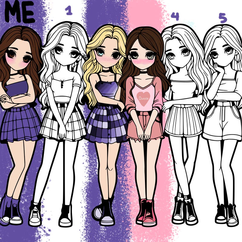 a group of girls realistic