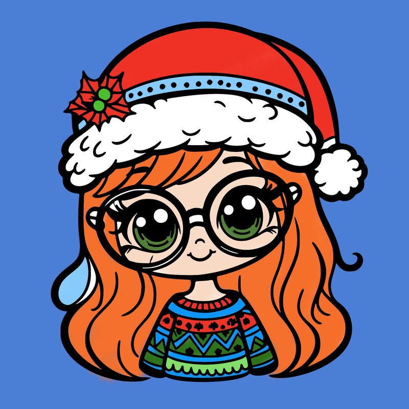 christmas girl, cute glasses