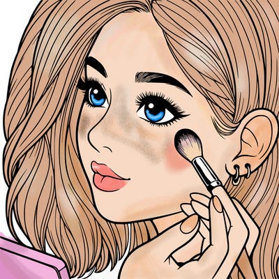 a realistic girl doing her makeup