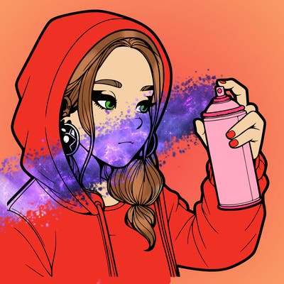 a realistic girl, spray painting