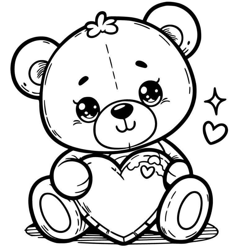 a cute teddy holding a cute heart