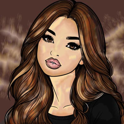 realistic girl with hair on her hair and lips