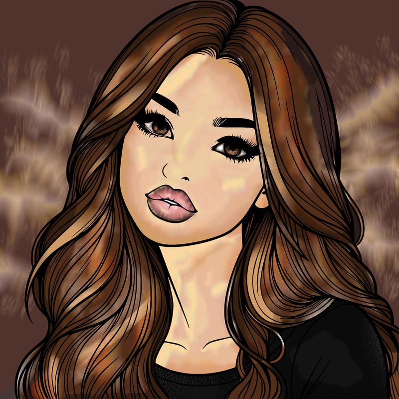 realistic girl with hair on her hair and lips