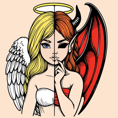 realistic angel half demon