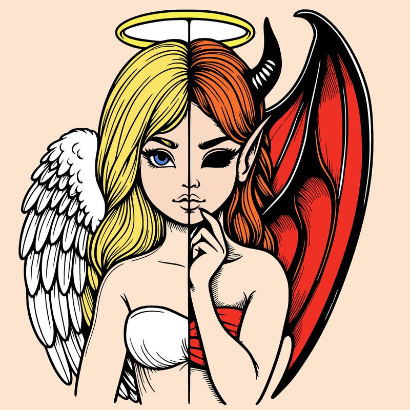 realistic angel half demon