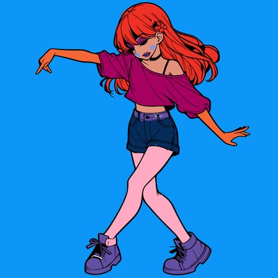 realistic girl danceing