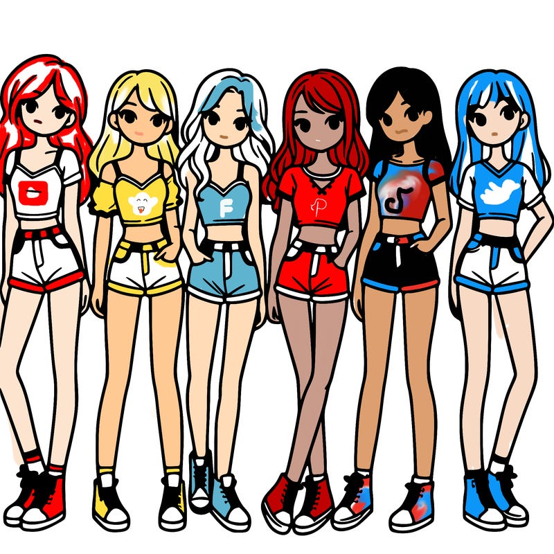 a group of girls wearing crop tops and shorts