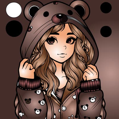realistic girl in a animal pjs hoodie