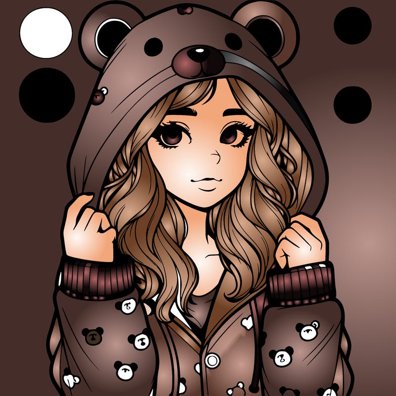 realistic girl in a animal pjs hoodie
