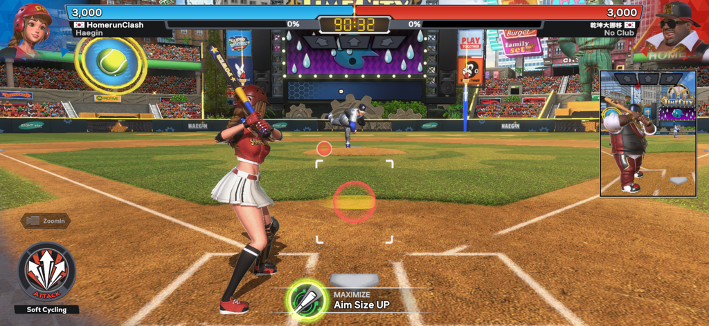 홈런클래시 2의 실시간 야구 홈런 더비 게임 플레이