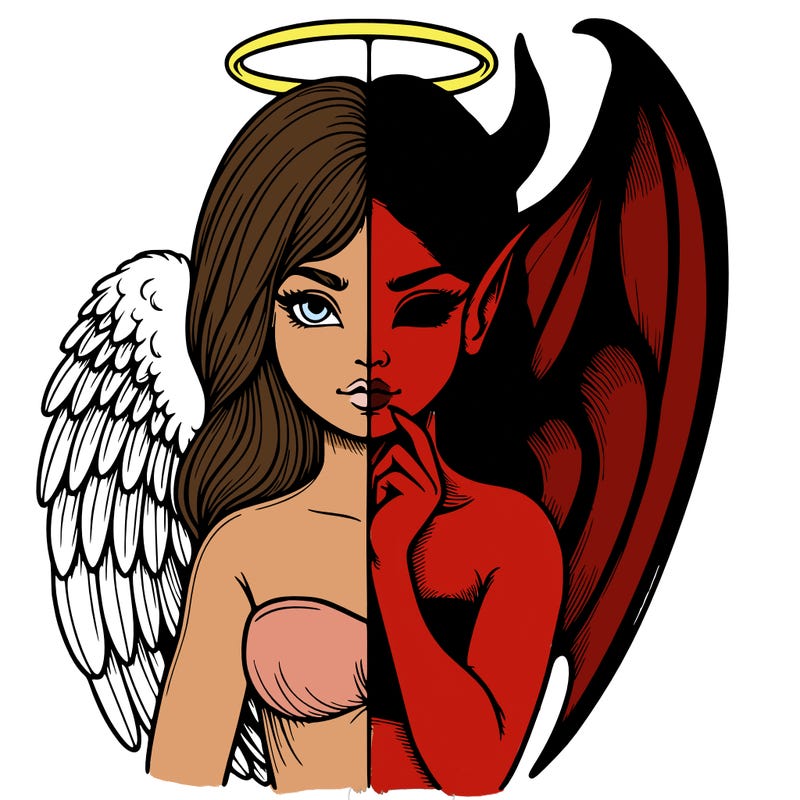 realistic angel half demon