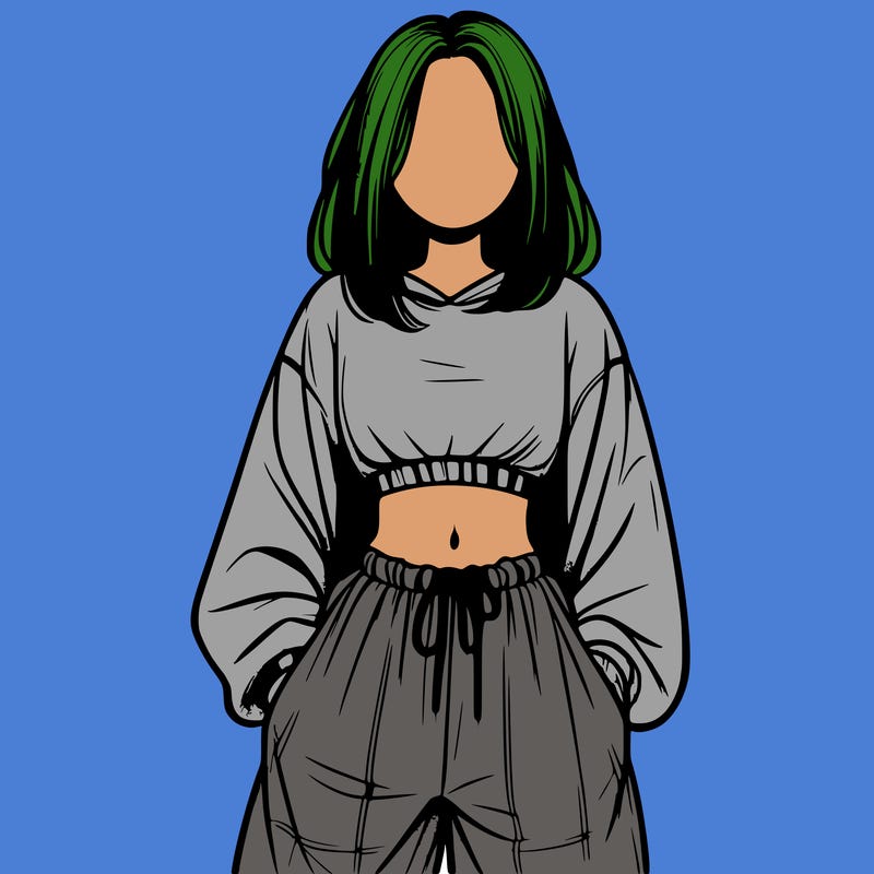 realistic girl faceless with baggy pants and a crop top
