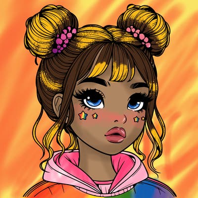 realistic girl with space buns