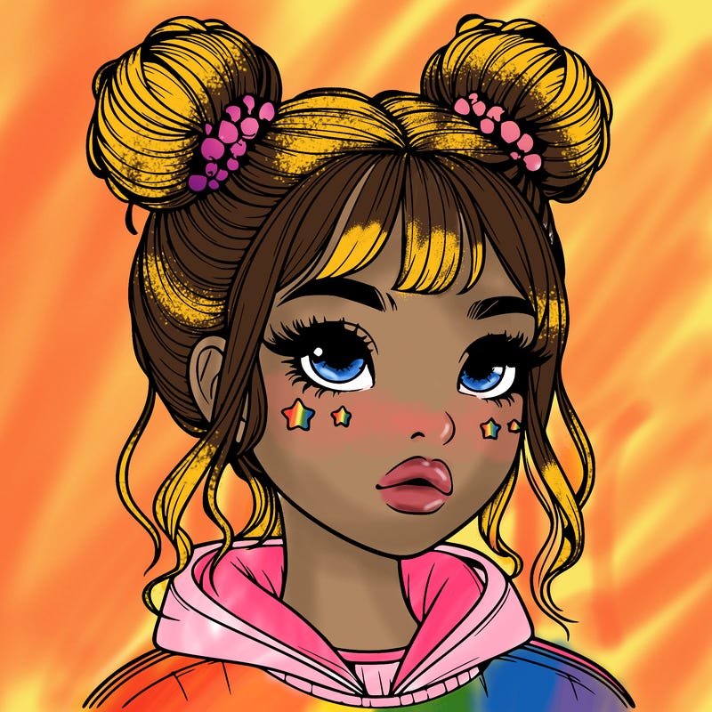 realistic girl with space buns