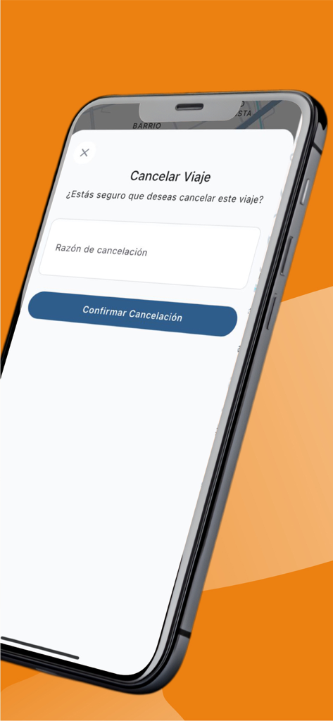 Roda Rides - Roda Rides app screen showing the cancel trip interface with a text field for the cancellation reason