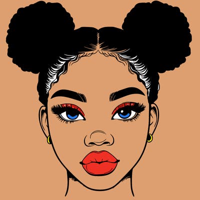 realistic black woman with two buns