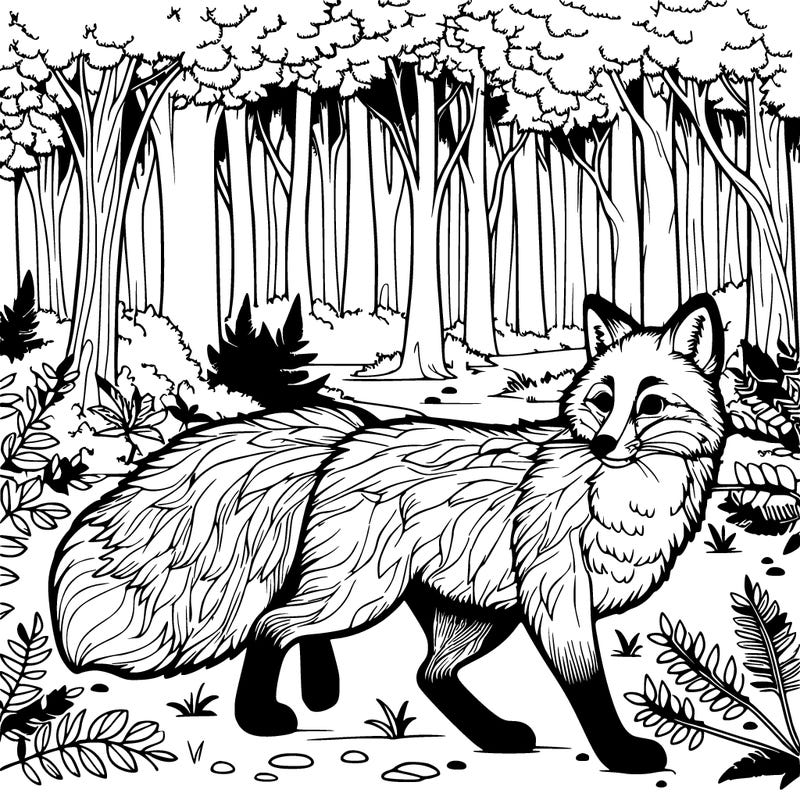 a realistic and detailed fox. the fox is roaming the forest.