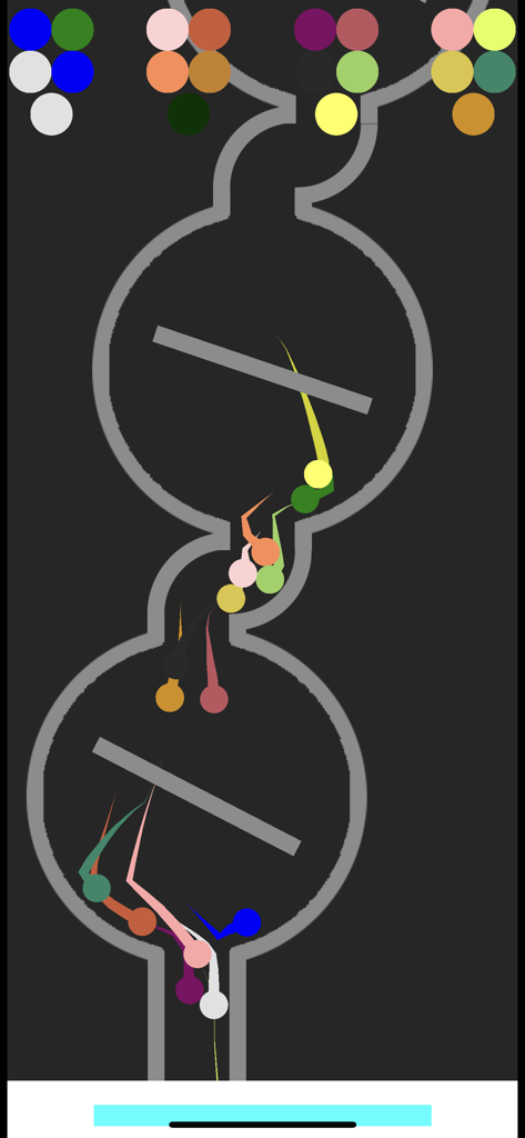 Marble Race Ultimate - Multiple colored marbles racing through a circular obstacle track in Marble Race Ultimate