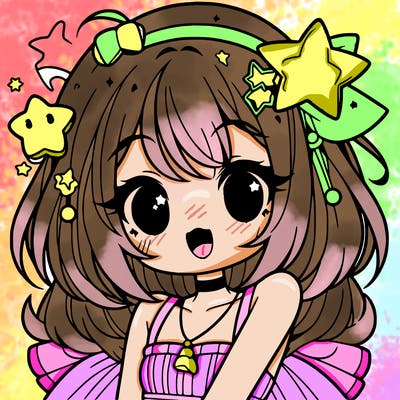 cute anime girl with star accessories