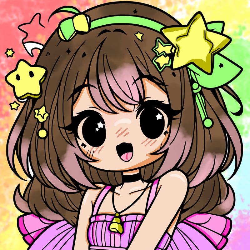 cute anime girl with star accessories