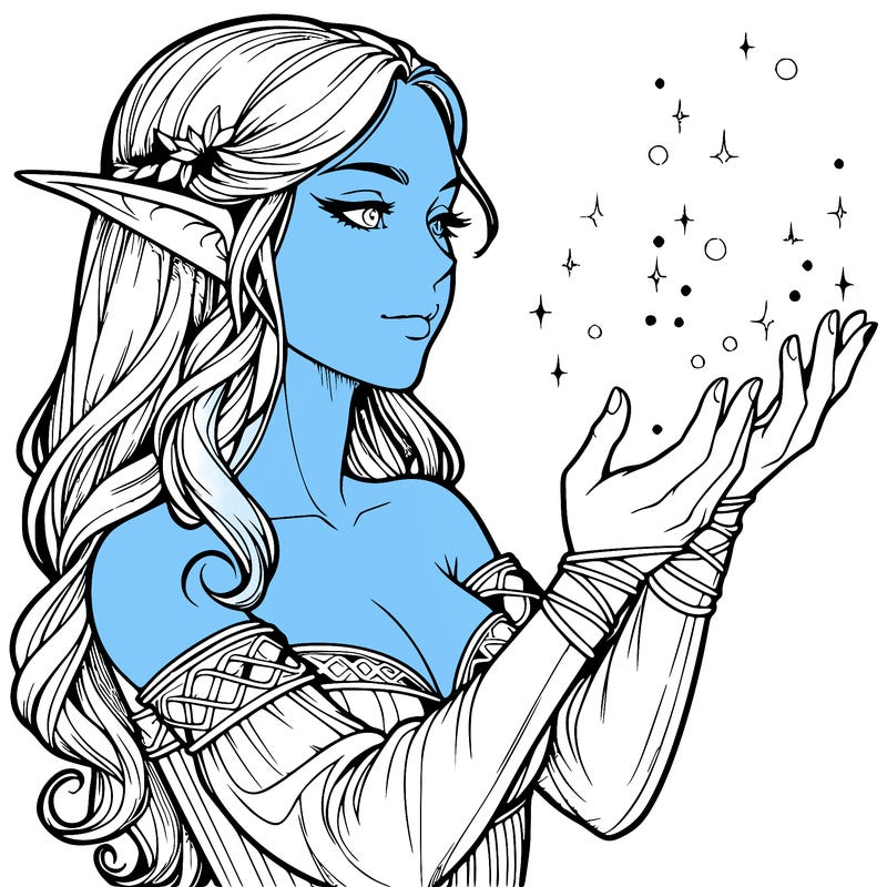 realistic elf girl doing magic