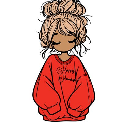 girl with baggy sweatshirt and messy bun