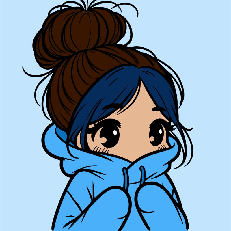 shy girl in big hoodie with messy bun