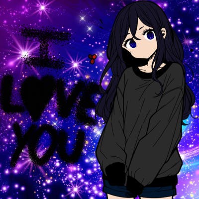 manga teen girl  in a sweater and baggy pants